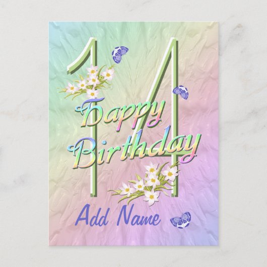 Carte postale de danse papillon 14e anniversaire (Devant)