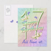 Carte postale de danse papillon 17e anniversaire (Devant / Derrière)