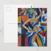 Carte postale de danseuse de carnaval cubiste (Devant / Derrière)