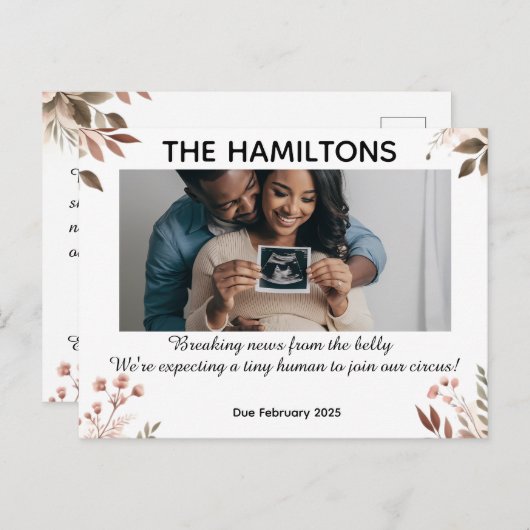 Carte postale de déclaration de grossesse personna (Devant / Derrière)