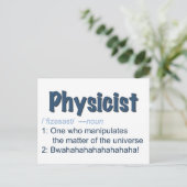 carte postale de définition de physicien - bleu et (Debout devant)