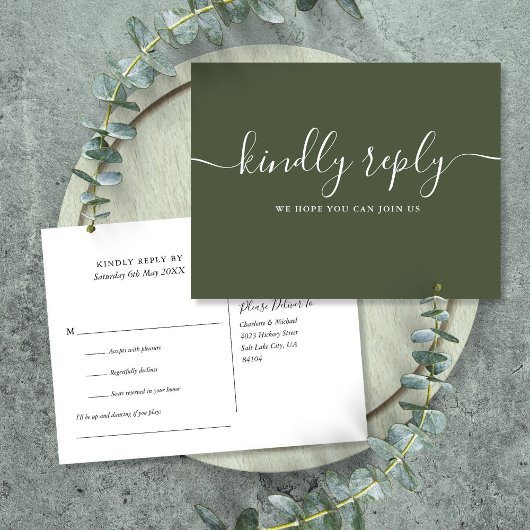 Carte postale de demande de chanson en vert olive
