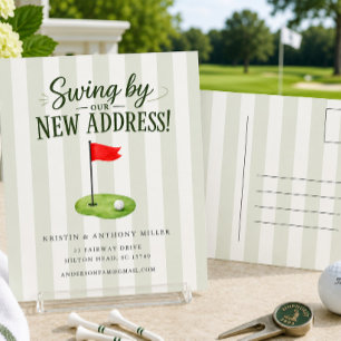 Carte postale de déménagement sur le thème de golf
