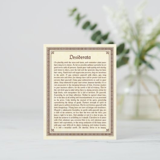 Carte postale de desiderata (Debout devant)