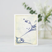 Carte postale de design japonais abstrait bleu (Debout devant)