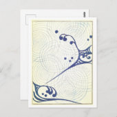 Carte postale de design japonais abstrait bleu (Devant / Derrière)