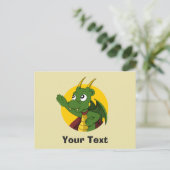 Carte postale de dessin animé de dragon vert (Debout devant)