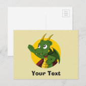 Carte postale de dessin animé de dragon vert (Devant / Derrière)