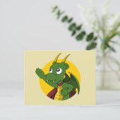 Carte postale de dessin animé de dragon vert (Debout devant)