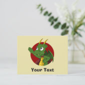 carte postale de dessin animé de dragon vert (Debout devant)