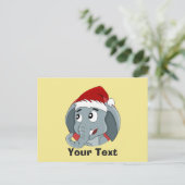 Carte postale de dessin animé d'éléphant de Noël (Debout devant)