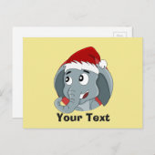 Carte postale de dessin animé d'éléphant de Noël (Devant / Derrière)