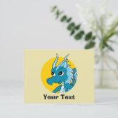 Carte postale de dessin animé du dragon bleu (Debout devant)