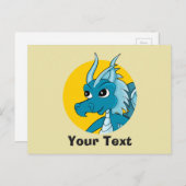 Carte postale de dessin animé du dragon bleu (Devant / Derrière)