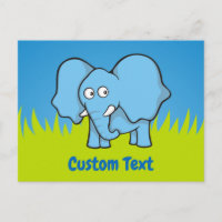Carte postale de dessin animé éléphant bleu