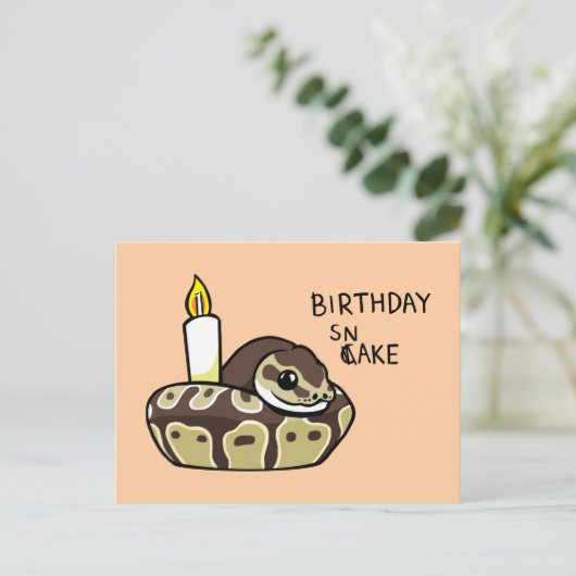 Carte Postale de dessin Python Snake Cute Ball (Debout devant)
