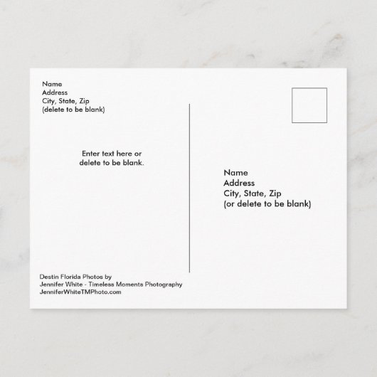 Carte postale de Destin Floride (Dos)