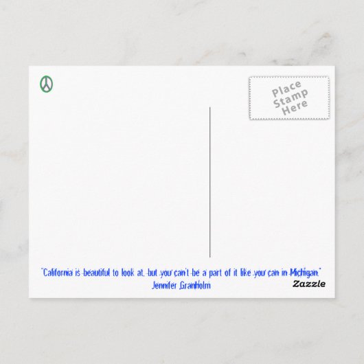 Carte postale de devise d'État du Michigan (Dos)