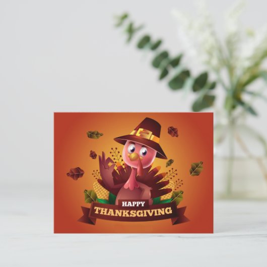 Carte postale de dinde de Thanksgiving (Debout devant)