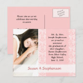 Carte postale de diplôme, jolie rose et blanc (Devant / Derrière)