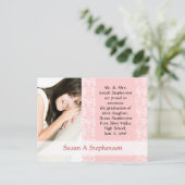 Carte postale de diplôme, jolie rose et blanc (Debout devant)