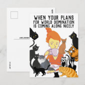 CARTE POSTALE DE DOMINATION MONDIALE PAR LES CHATS (Devant / Derrière)