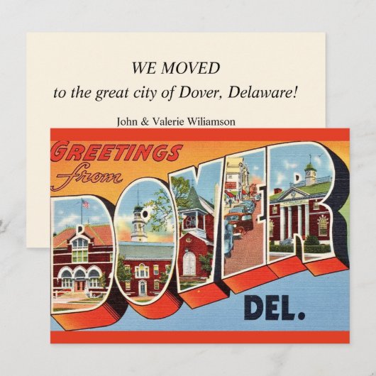Carte postale de Dover Delaware Annonce de déménag (Devant / Derrière)
