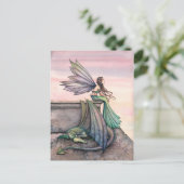 Carte postale de dragon de fée de poule enchantée (Debout devant)