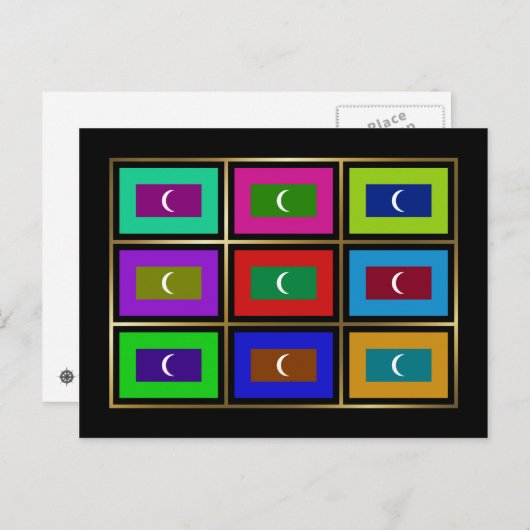Carte postale de drapeau multihue maldive (Devant / Derrière)
