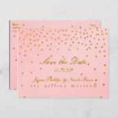 Carte postale de faire-part de Blush Pink & Gold F (Devant / Derrière)