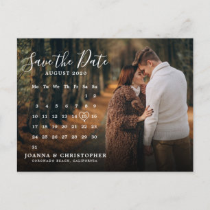 Carte postale de faire-part de date de mariage à l