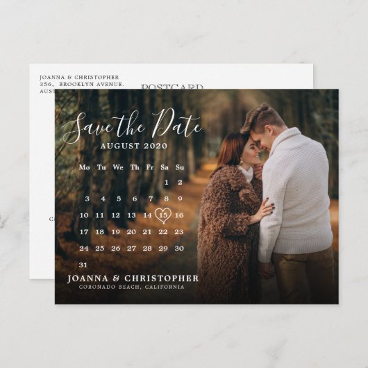 Carte postale de faire-part de date de mariage à l (Devant / Derrière)