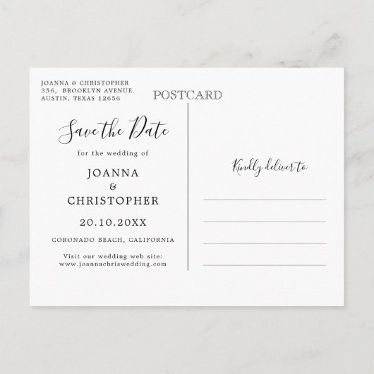 Carte postale de faire-part de date de mariage à l (Dos)