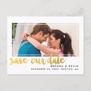 Carte postale de faire-part de date de mariage ave