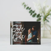 Carte postale de faire-part de date de mariage ave (Debout devant)