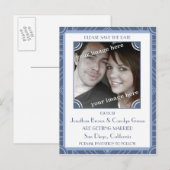 Carte postale de faire-part de date violette en bl (Devant / Derrière)