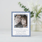 Carte postale de faire-part de date violette en bl (Debout devant)