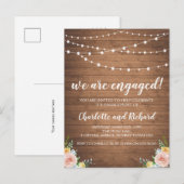 Carte postale de faire-part de fiançailles rustiqu (Devant / Derrière)