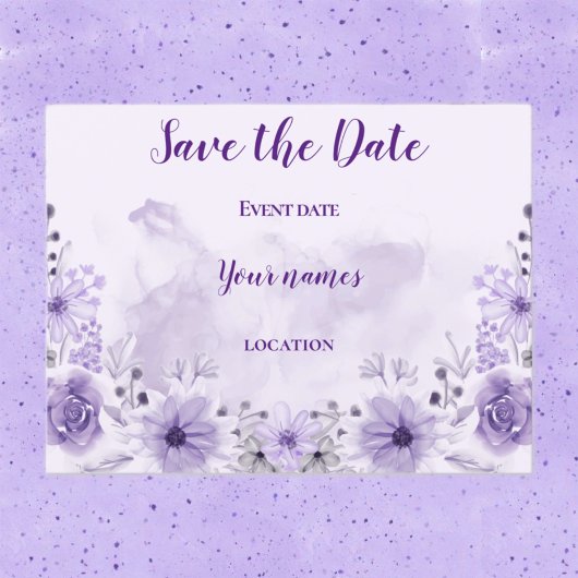 Carte postale de faire-part de fleur violette