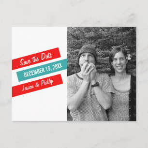 Carte postale de faire-part de mariage à angle mod