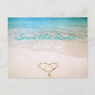Carte postale de faire-part de mariage à la plage 