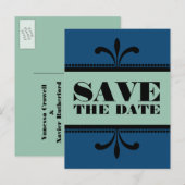 Carte postale de faire-part de mariage Art déco fa (Devant / Derrière)