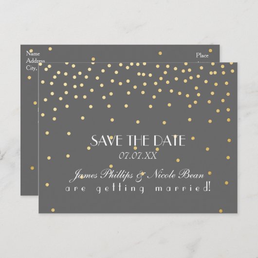 Carte postale de faire-part de mariage avec points (Devant / Derrière)