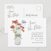 carte postale de faire-part de mariage avec un pot (Devant / Derrière)