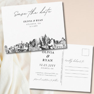 Carte postale de faire-part de mariage élégant à A