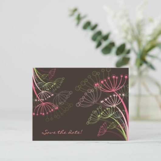 Carte postale de faire-part de mariage Fleurs de p (Debout devant)