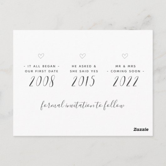 Carte postale de faire-part de mariage mignon pour (Dos)