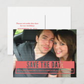Carte postale de faire-part de mariage moderne rou (Devant / Derrière)