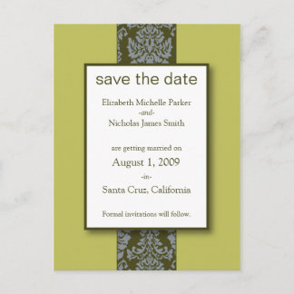 Carte postale de faire-part de mariage Olive Baroq