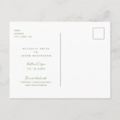Carte postale de faire-part de mariage vert Simple (Dos)